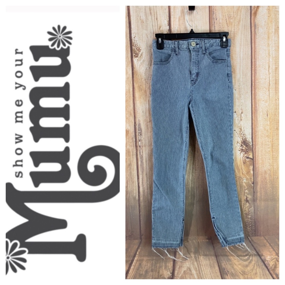☮️Show My Your MuMu Blue Striped Skinny Jean 24x26 - Picture 1 of 12